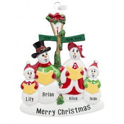 Image for Snowman Caroler Family of 4 Personalized Christmas Ornament