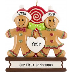 Image of Gingerbread Love Family of 2 Personalized Christmas Ornament 