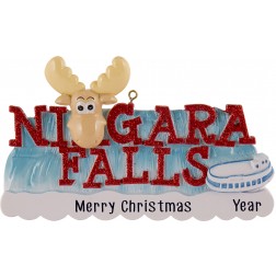 Image of Niagara Falls With Reindeer Personalized Christmas Ornament
