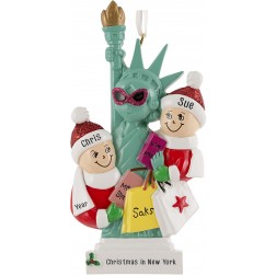 Image of NYC Lady Liberty Family of 2 Personalized Christmas Ornament 