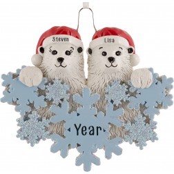 Image of Polar Bear Snowflake-2 Personalized Christmas Ornament