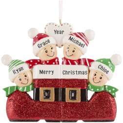 Image of Santa`s Boot Family of 4 Personalized Christmas Ornament