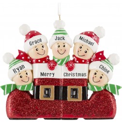 Image for Santa`s Boot Family of 5 Personalized Christmas Ornament