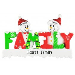 Image of Snow Family of 2 Personalized Christmas Ornament 