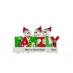 Image for Snow Family of 3 Personalized Christmas Ornament 