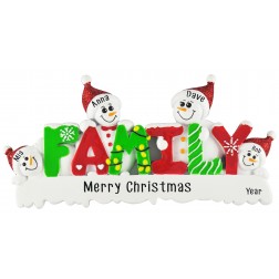 Image for Snow Family of 4 Personalized Christmas Ornament 