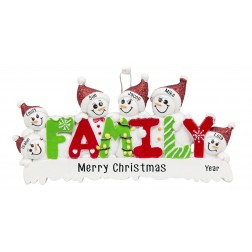 Image for Snow Family of 6 Personalized Christmas Ornament
