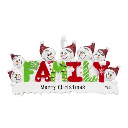 Image for Snow Family of 7 Personalized Christmas Ornament