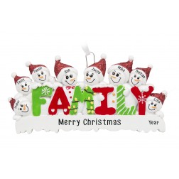 Image for Snow Family of 8 Personalized Christmas Ornament