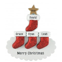Image of Stocking Tree Family of 4 Personalized Christmas Ornament