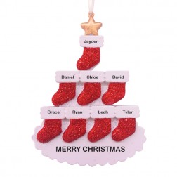 Image for Stocking Tree Family of 8 Personalized Christmas Ornament