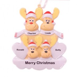 Image for Sweet Reindeer 4 Family Personalized Christmas Ornament 
