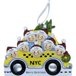 Image of NYC Taxi Family 7 Personalized Christmas Ornament