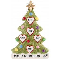Image of Tree Love Family of 5 Personalized Christmas Ornament 