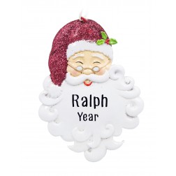 Image of Santa Face Curly Personalized Christmas Ornament 