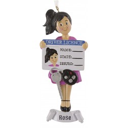 Image of Driver License Girl Personalized Christmas Ornament 