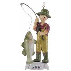 Image of Fishing Boy Personalized Christmas Ornament 