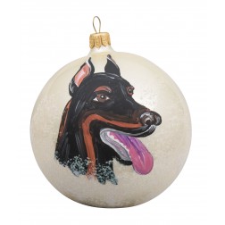 Image of Doberman Glass Ball Christmas Ornament