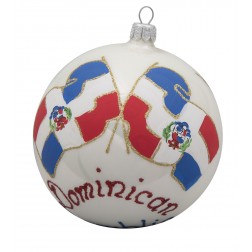Image of Flag of Dominican Republic Glass Ball Christmas Ornament