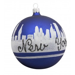 Image of NYC Line Blue Glass Ball Christmas Ornament 