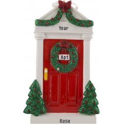 Image of Merry Door Red Personalized Christmas Ornament 