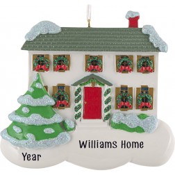 Image of Holly House White Personalized Christmas Ornament 