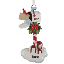 Image of Merry Mail Box White Personalized Christmas Ornament 