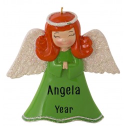 Image of Angel Girl Green Personalized Christmas Ornament 