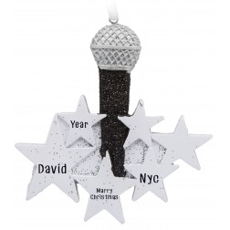Image of Microphone Personalized Christmas Ornament 