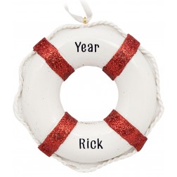 Image of Life Preserve Red Personalized Christmas Ornament 