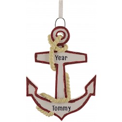 Image of Anchor Red Personalized Christmas Ornament 