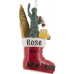 Image of NY Stocking 3D Personalized Christmas Ornament
