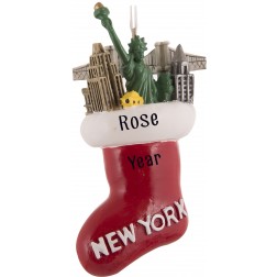 Image of NY Stocking Personalized Christmas Ornament