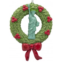 Image of Wreath NYC Statue Of Liberty Personalized Christmas Ornament 