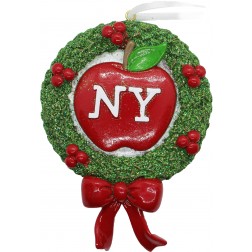 Image of Wreath NY Apple Personalized Christmas Ornament 