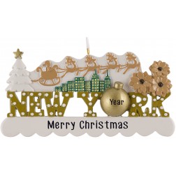 Image of NY Gold Letter Ornament Personalized Christmas Ornament 