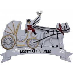 Image of Horse Carriage White Personalization Ornament