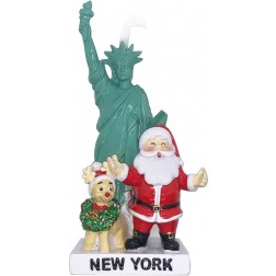 Image of 3D Liberty Statue Santa With Reindeer Ornament