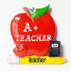 Image of Teacher Apple Personalized Christmas Ornament 
