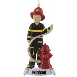 Image of Fireman With Red Hat Personalized Christmas Ornament
