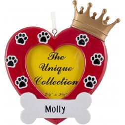 Image of Dog Bone Picture Frame Red Personalized Christmas Ornament
