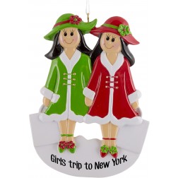 Image of Girlfriends Christmas With 2 Personalized Christmas Ornament