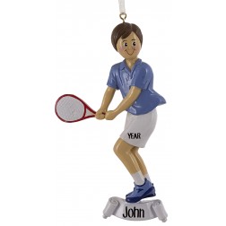 Image of Tennis Boy Blue Personalized Christmas Ornament