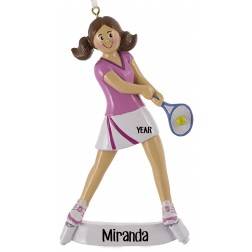 Image of Tennis Girl Pink Personalized Christmas Ornament