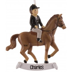 Image of Horse With Boy Personalized Christmas Ornament