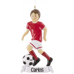 Image of Soccer Boy Red Personalized Christmas Ornament