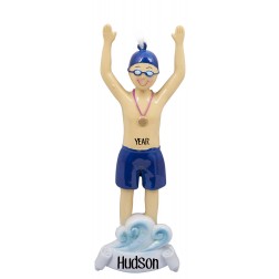 Image of Swimming Boy Personalized Christmas Ornament