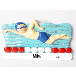 Image of Swimmer In Water Boy Personalized Christmas Ornament