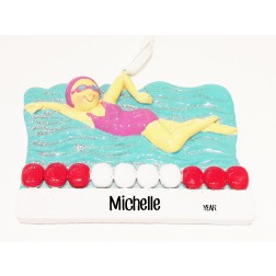 Image of Swimmer In Water Girl Personalized Christmas Ornament