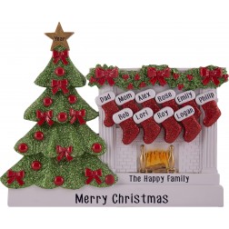 Image of Fireplace Stocking Family of 10 Table Top